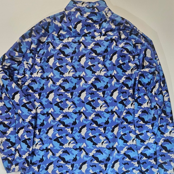 FENNEC 1/4 Zip Pullover Windbreaker Mens Medium Blue Camo Lightweight Outdoor - Picture 2 of 8